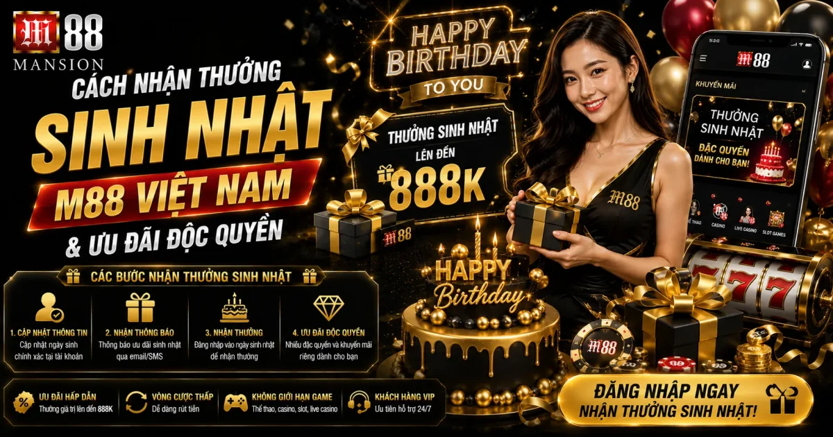 Cách Nhận Thưởng Sinh Nhật M88 Việt Nam & Ưu Đãi Độc Quyền