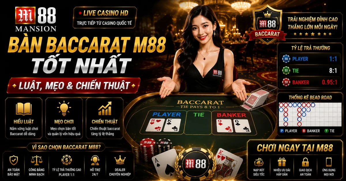 Bàn Baccarat M88 Tốt Nhất: Luật, Mẹo & Chiến Thuật